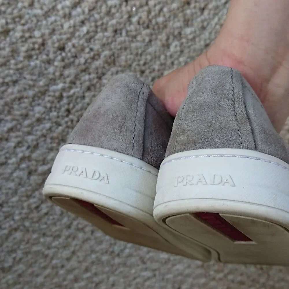 Prada light gray suede slip on sneakers size 36.5